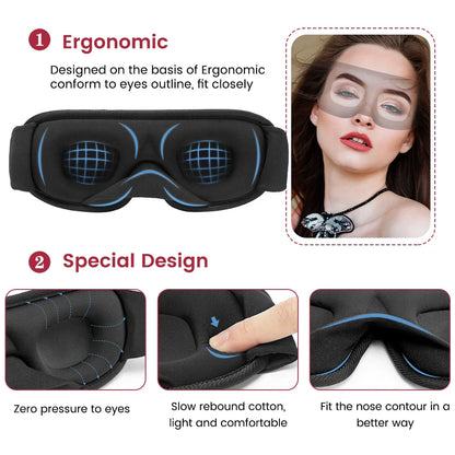 3D Sleep Mask Soft Eye Mask for Travel & Night